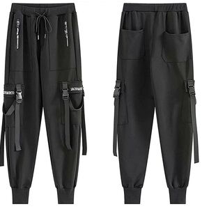 Techwear Hip Hop Bondage Joggers Black Medium